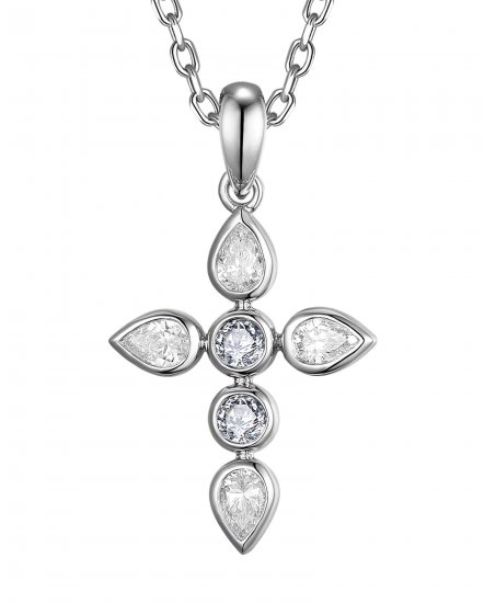 CROSS PEAR DIAMOND PENDANT (TP3745)