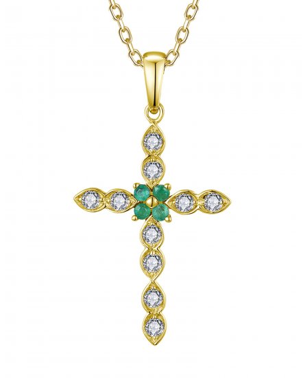 CROSS EMERALD DIAMOND PENDANT (TP3760)