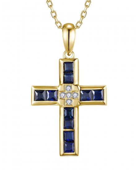 CROSS SAPPHIRE DIAMOND PENDANT (TP3766)