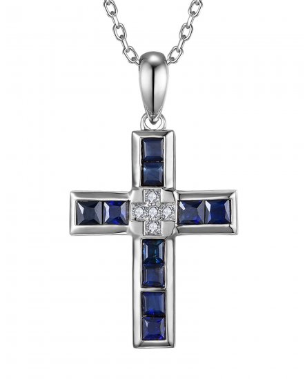 CROSS SAPPHIRE DIAMOND PENDANT (TP3766)