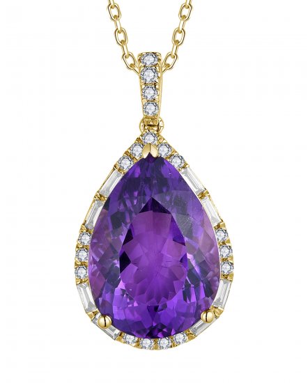 PEAR AMETHYST DIAMOND PENDANT (TP3778)
