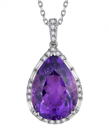 PEAR AMETHYST DIAMOND PENDANT (TP3778)