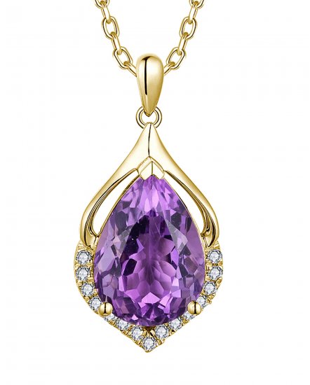 PEAR AMETHYST DIAMOND PENDANT (TP3779)