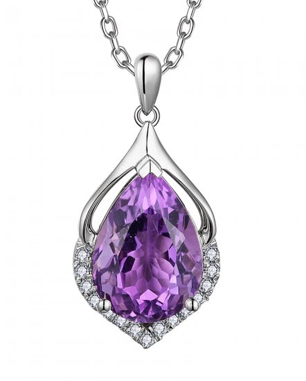 PEAR AMETHYST DIAMOND PENDANT (TP3779)
