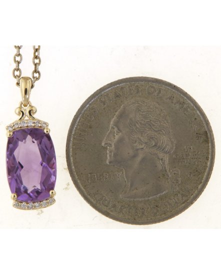 CUSHION AMETHYST DIAMOND PENDANT (TP3780)