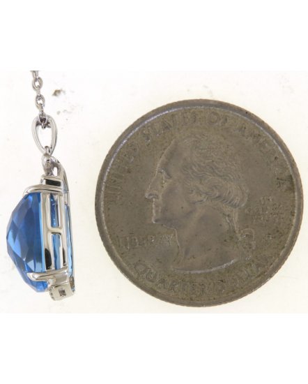 CUSHION SWISS BLUE TOPAZ DIAMOND PENDANT (TP3781)