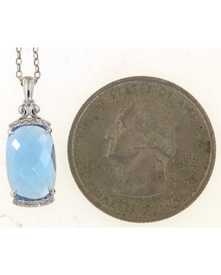 CUSHION SWISS BLUE TOPAZ DIAMOND PENDANT (TP3781)