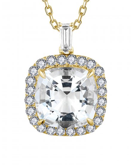 CUSHION AQUAMARINE DIAMOND PENDANT (TP3783)