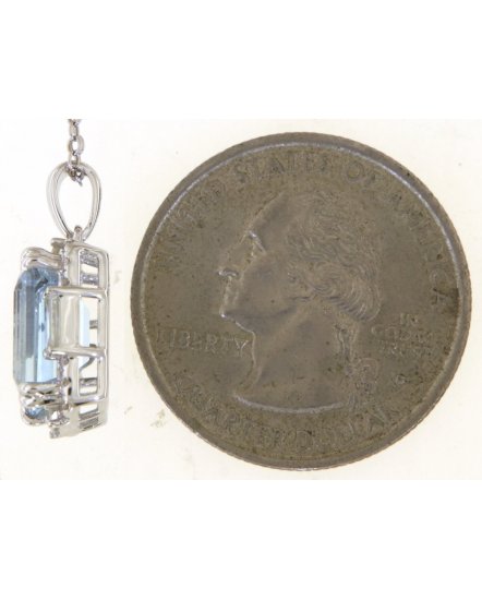 EMERALD CUT AQUAMARINE DIAMOND PENDANT (TP3784)