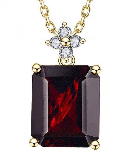 EMERALD CUT GARNET DIAMOND PENDANT (TP3794)