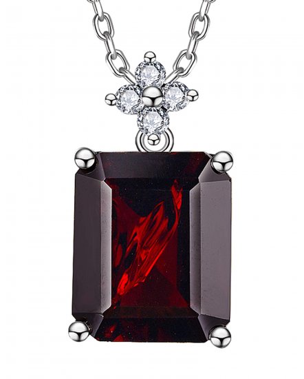 EMERALD CUT GARNET DIAMOND PENDANT (TP3794)