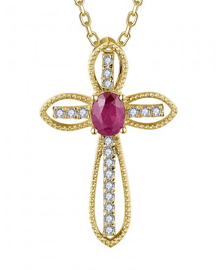 CROSS RUBY DIAMOND PENDANT (TP3807)