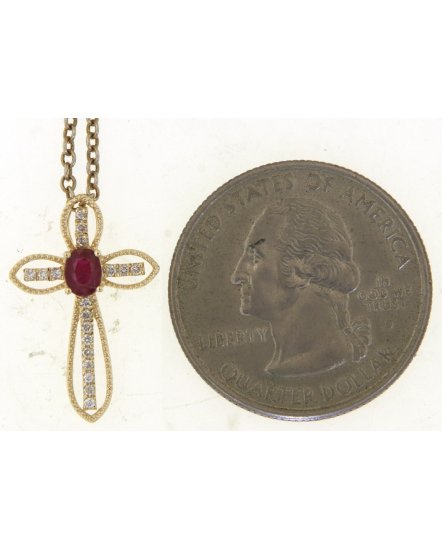 CROSS RUBY DIAMOND PENDANT (TP3807)