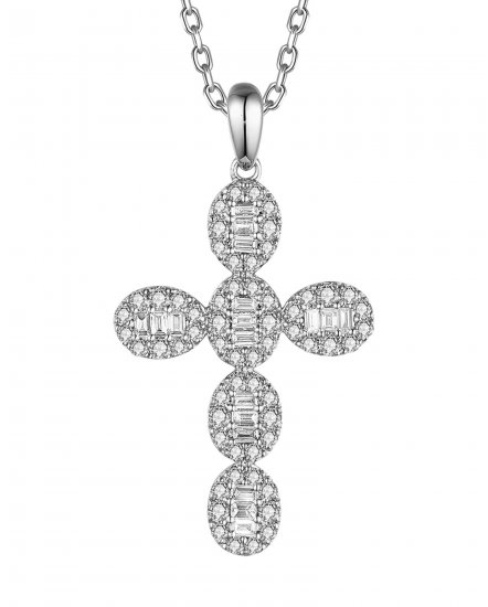 CROSS BAGUETTE DIAMOND PENDANT (TP3808)