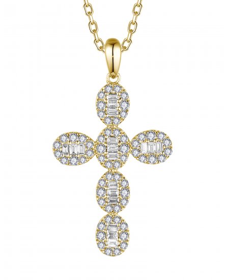 CROSS BAGUETTE DIAMOND PENDANT (TP3808)