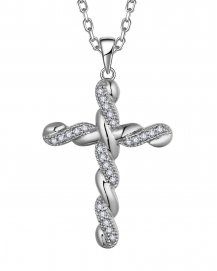 CRISS CROSS STYLE CROSS DIAMOND PENDANT (TP3814)