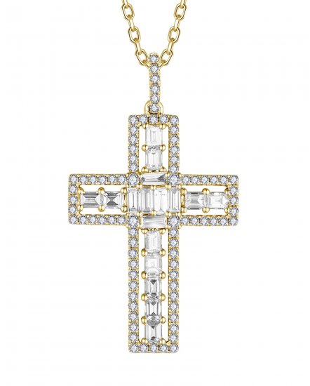 CROSS BAGUETTE DIAMOND PENDANT (TP3815)