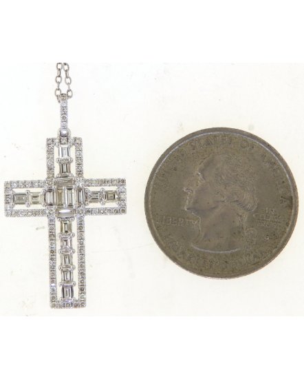 CROSS BAGUETTE DIAMOND PENDANT (TP3815)