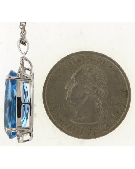 OVAL SWISS BLUE TOPAZ DIAMOND PENDANT (TP3817)
