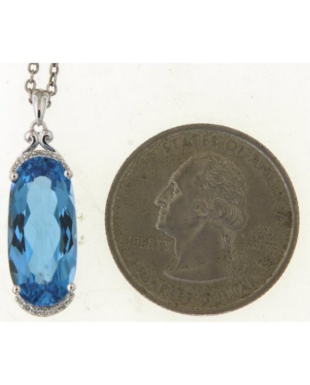 OVAL SWISS BLUE TOPAZ DIAMOND PENDANT (TP3817)