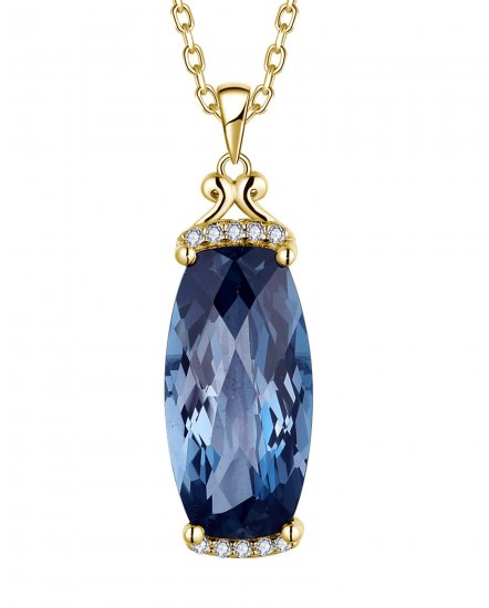 CUSHION LONDON BLUE TOPAZ DIAMOND PENDANT (TP3818)