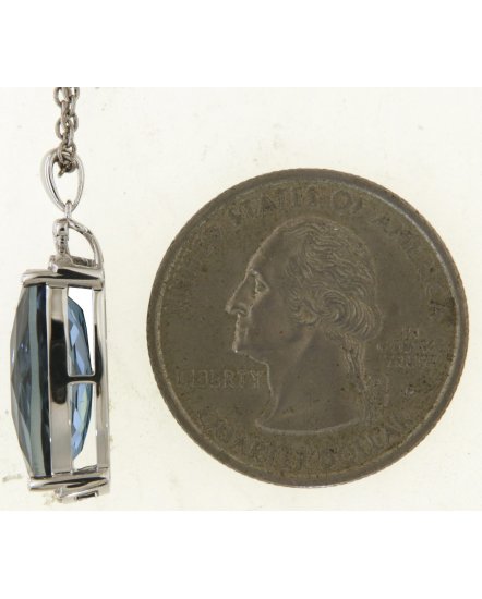 CUSHION LONDON BLUE TOPAZ DIAMOND PENDANT (TP3818)