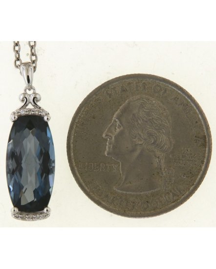 CUSHION LONDON BLUE TOPAZ DIAMOND PENDANT (TP3818)