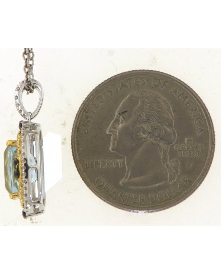 CUSHION AQUAMARINE DIAMOND PENDANT (TP3819)