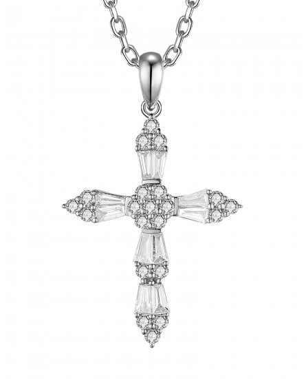 CROSS BAGUETTE DIAMOND PENDANT (TP3824)