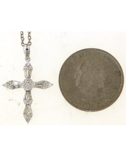 CROSS BAGUETTE DIAMOND PENDANT (TP3824)