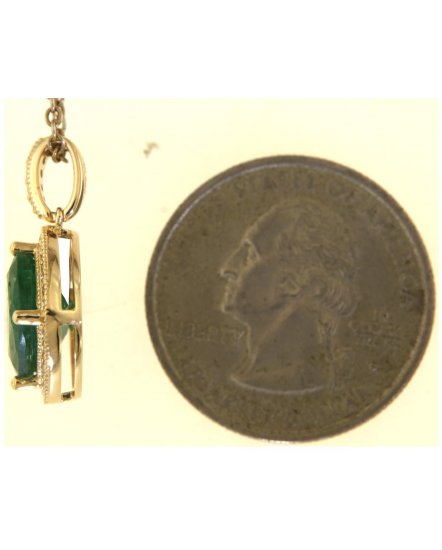 CUSHION EMERALD DIAMOND PENDANT (TP3834)