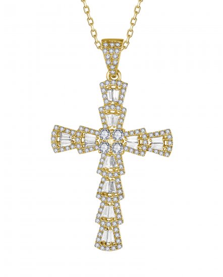 CROSS BAGUETTE DIAMOND PENDANT (TP3846)