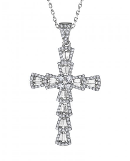 CROSS BAGUETTE DIAMOND PENDANT (TP3846)