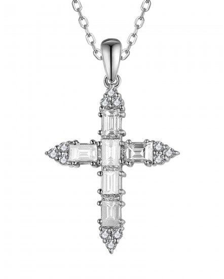 CROSS BAGUETTE DIAMOND PENDANT (TP3857)