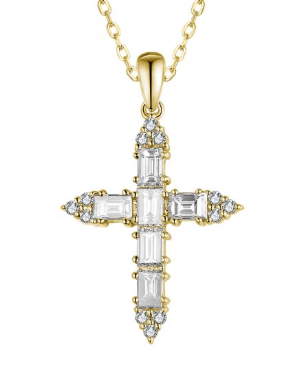 CROSS BAGUETTE DIAMOND PENDANT (TP3857)
