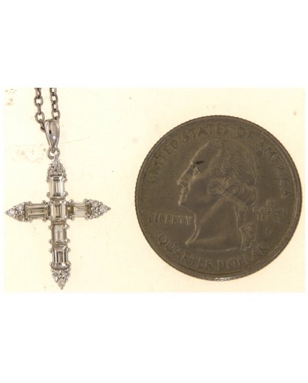 CROSS BAGUETTE DIAMOND PENDANT (TP3857)