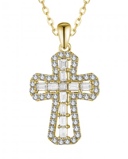 CROSS BAGUETTE DIAMOND PENDANT (TP3863)