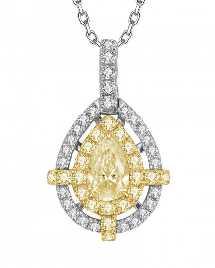 MULTI TONE PEAR DIAMOND PENDANT (TP3871)