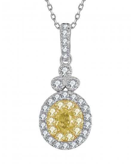MULTI TONE OVAL DIAMOND PENDANT (TP3876)