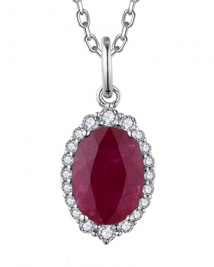 OVAL RUBY DIAMOND PENDANT (TP3891)