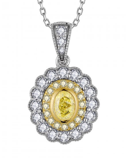 MULTI TONE OVAL DIAMOND PENDANT (TP3895)