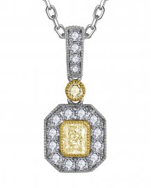 MULTI TONE EMERALD CUT DIAMOND PENDANT (TP3905)