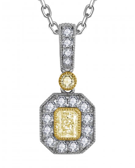 MULTI TONE EMERALD CUT DIAMOND PENDANT (TP3905)