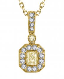 MULTI TONE EMERALD CUT DIAMOND PENDANT (TP3905)