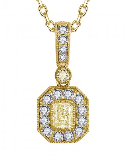 MULTI TONE EMERALD CUT DIAMOND PENDANT (TP3905)