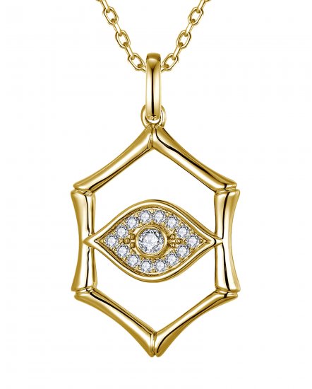 HEXAGON STYLE EVIL EYE DIAMOND PENDANT (TP4011)