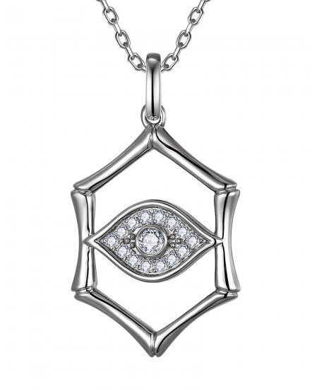 HEXAGON STYLE EVIL EYE DIAMOND PENDANT (TP4011)