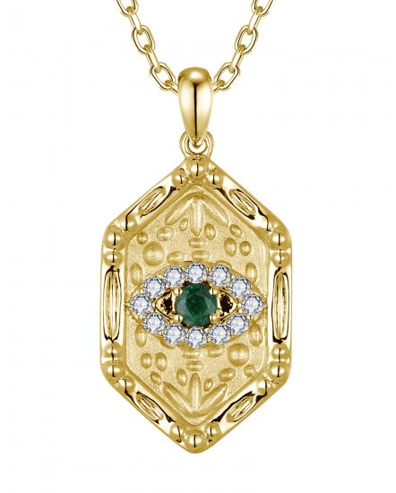 EVIL EYE EMERALD DIAMOND PENDANT (TP4062)