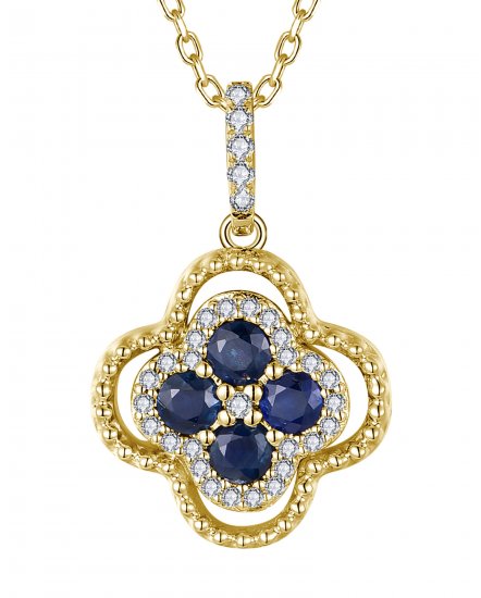 CLOVER STYLE SAPPHIRE DIAMOND PENDANT (TP4074)