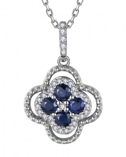 CLOVER STYLE SAPPHIRE DIAMOND PENDANT (TP4074)